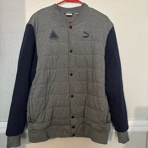 Men’s Puma Gray Bomber with Navy Sleeves